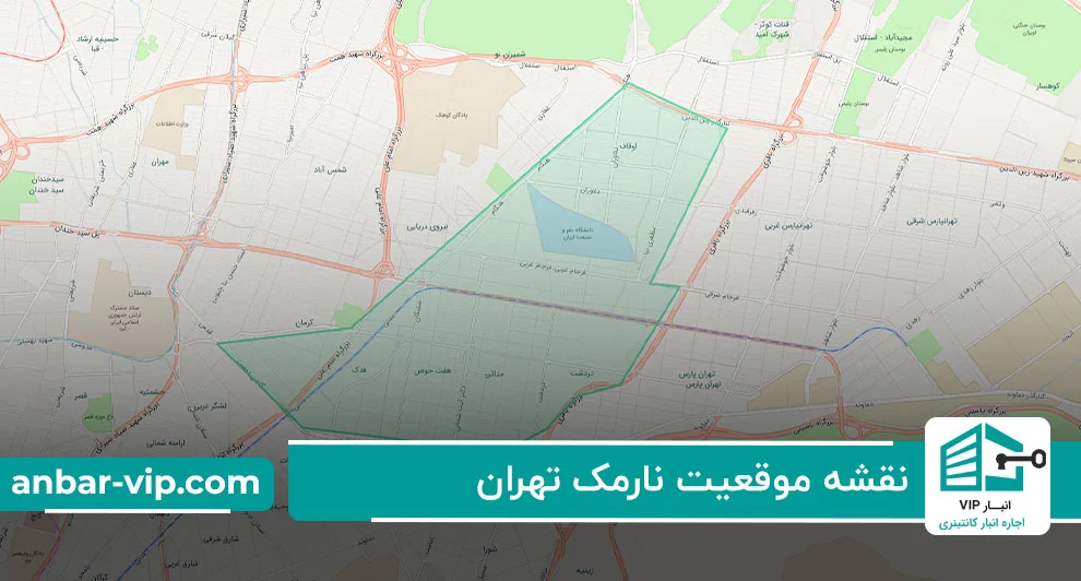 نقشه موقعیت نارمک تهران